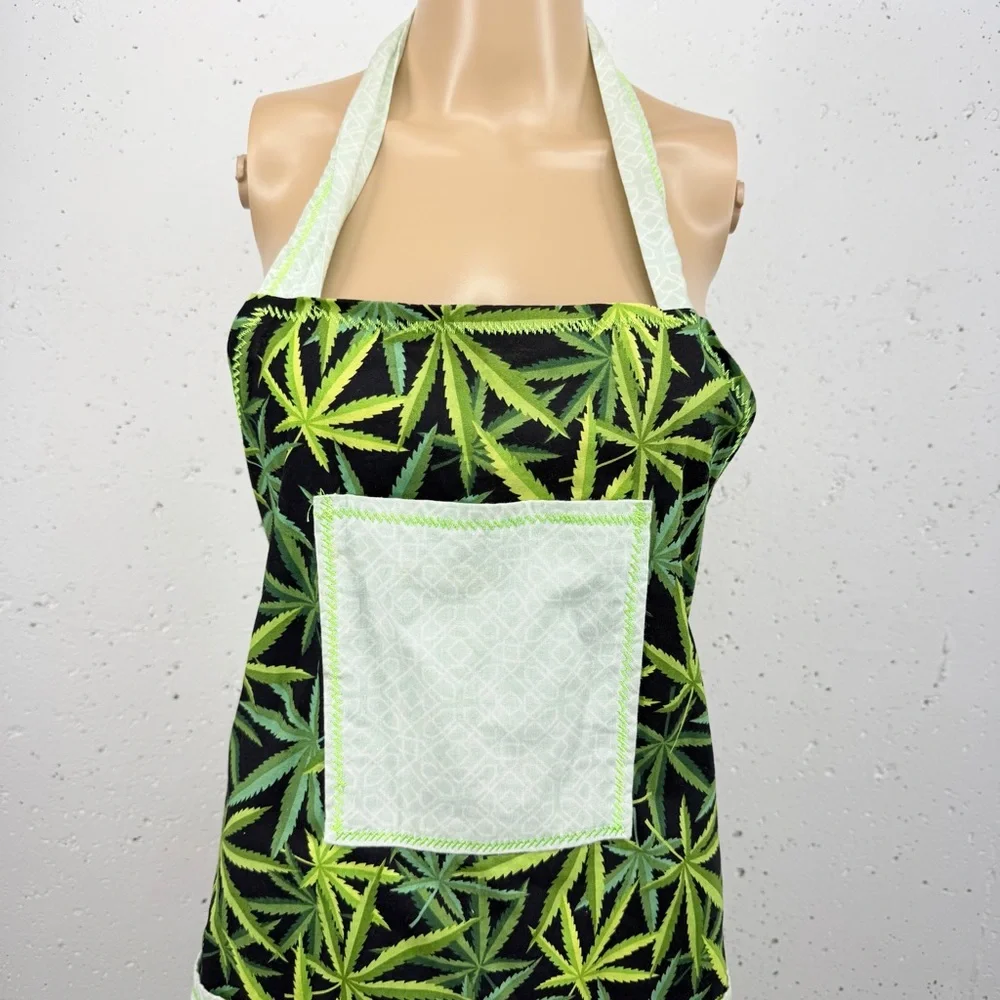 Lot of 3 Handmade Aprons 420 Floral Weeds Plants